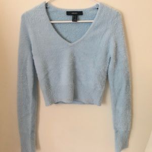 NWOT BABY BLUE FUZZY TOP